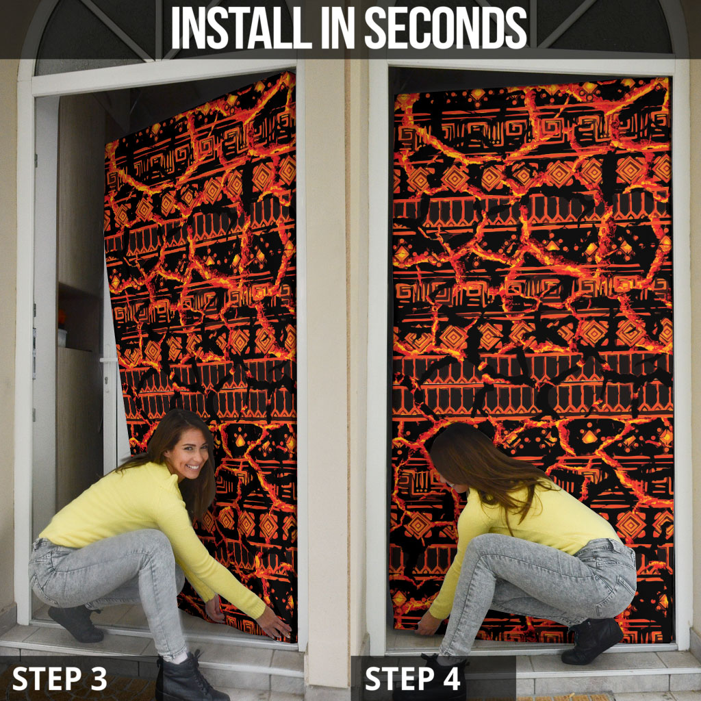 Polynesia Lava Monster Cosplay Door Cover Fiery Glowing Volcano Crack Pattern