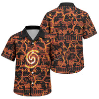 Polynesia Lava Monster Cosplay Family Matching Summer Maxi Dress and Hawaiian Shirt Fiery Glowing Volcano Crack Pattern