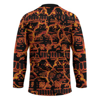 Polynesia Lava Monster Cosplay Hockey Jersey Fiery Glowing Volcano Crack Pattern