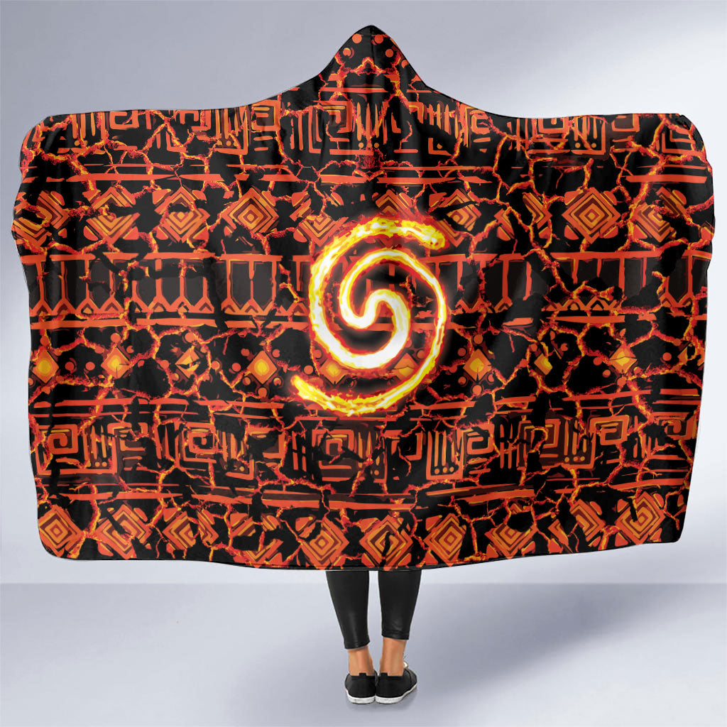 Polynesia Lava Monster Cosplay Hooded Blanket Fiery Glowing Volcano Crack Pattern