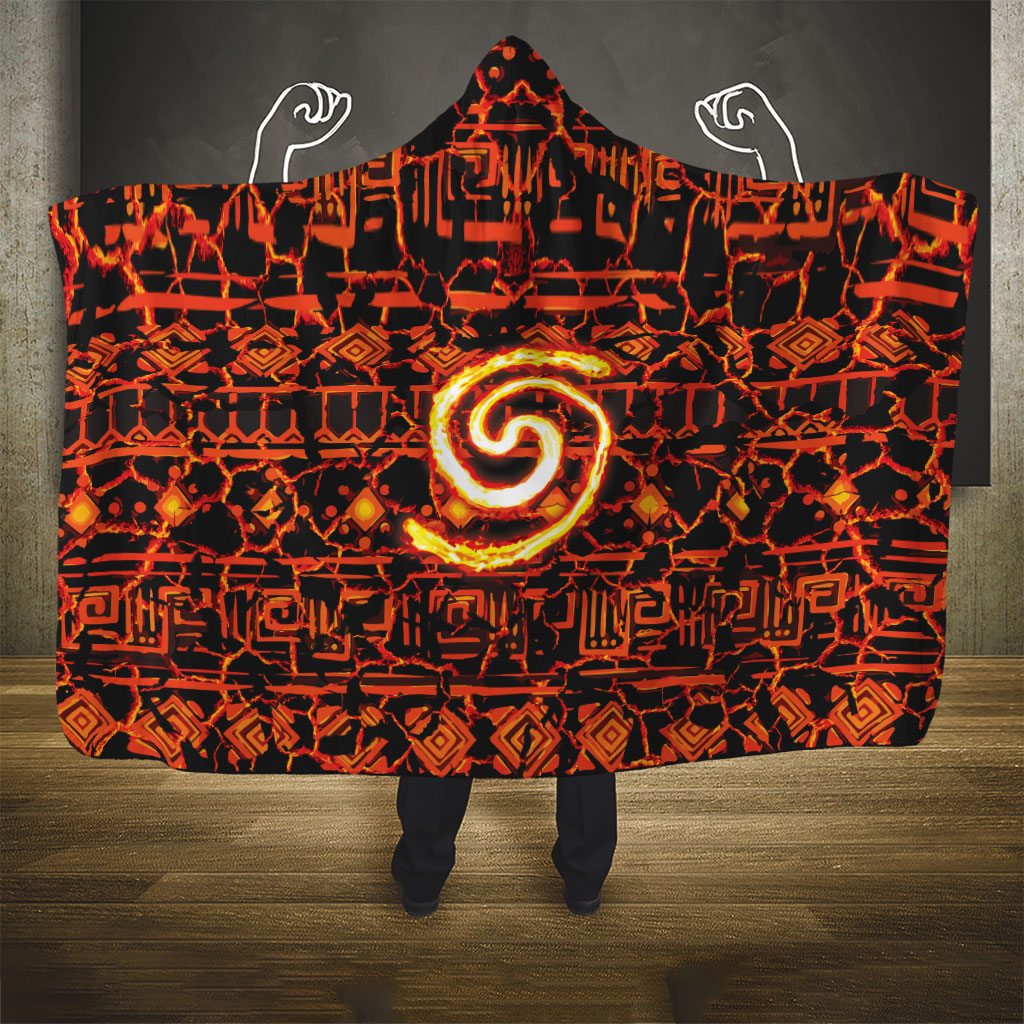 Polynesia Lava Monster Cosplay Hooded Blanket Fiery Glowing Volcano Crack Pattern