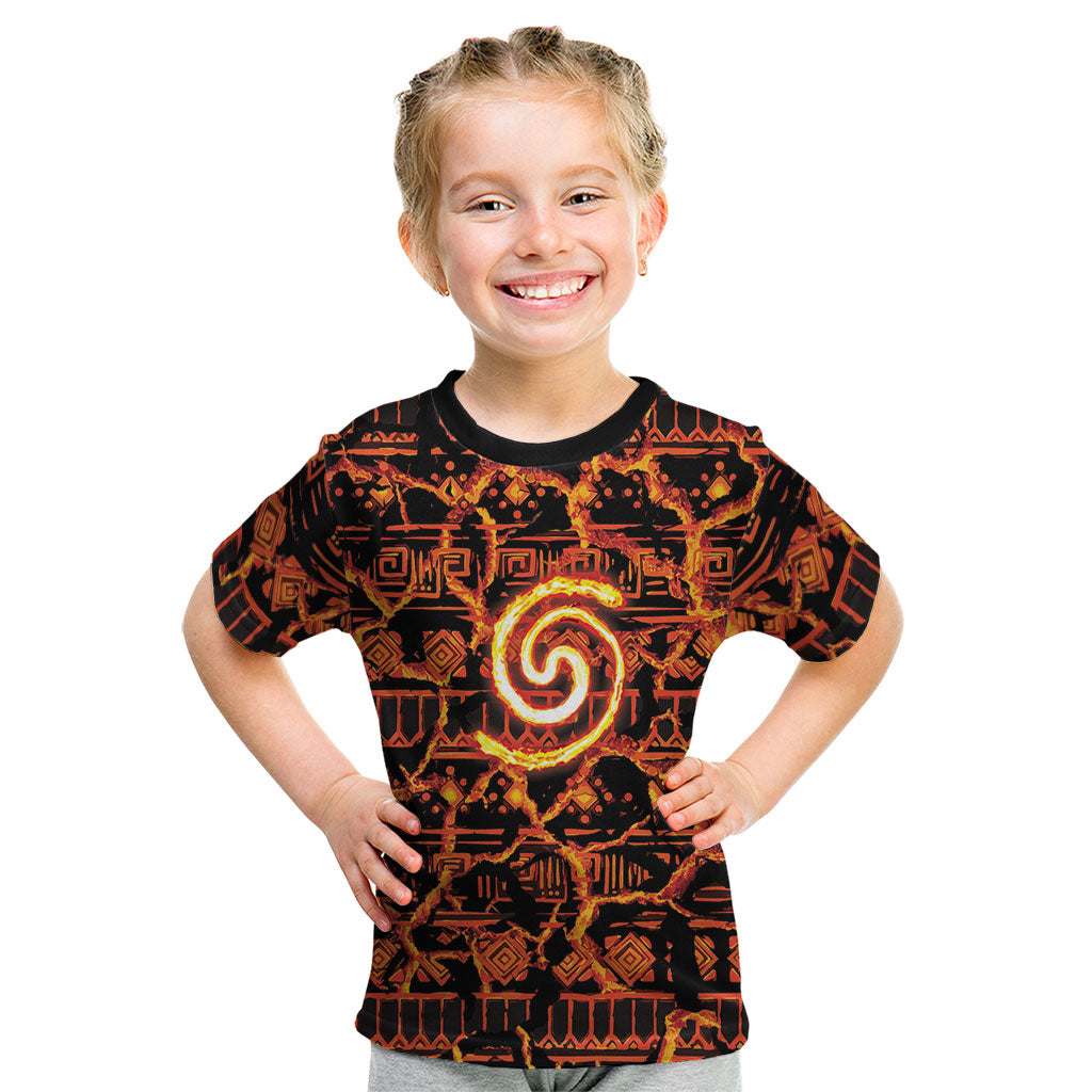 Polynesia Lava Monster Cosplay Kid T Shirt Fiery Glowing Volcano Crack Pattern