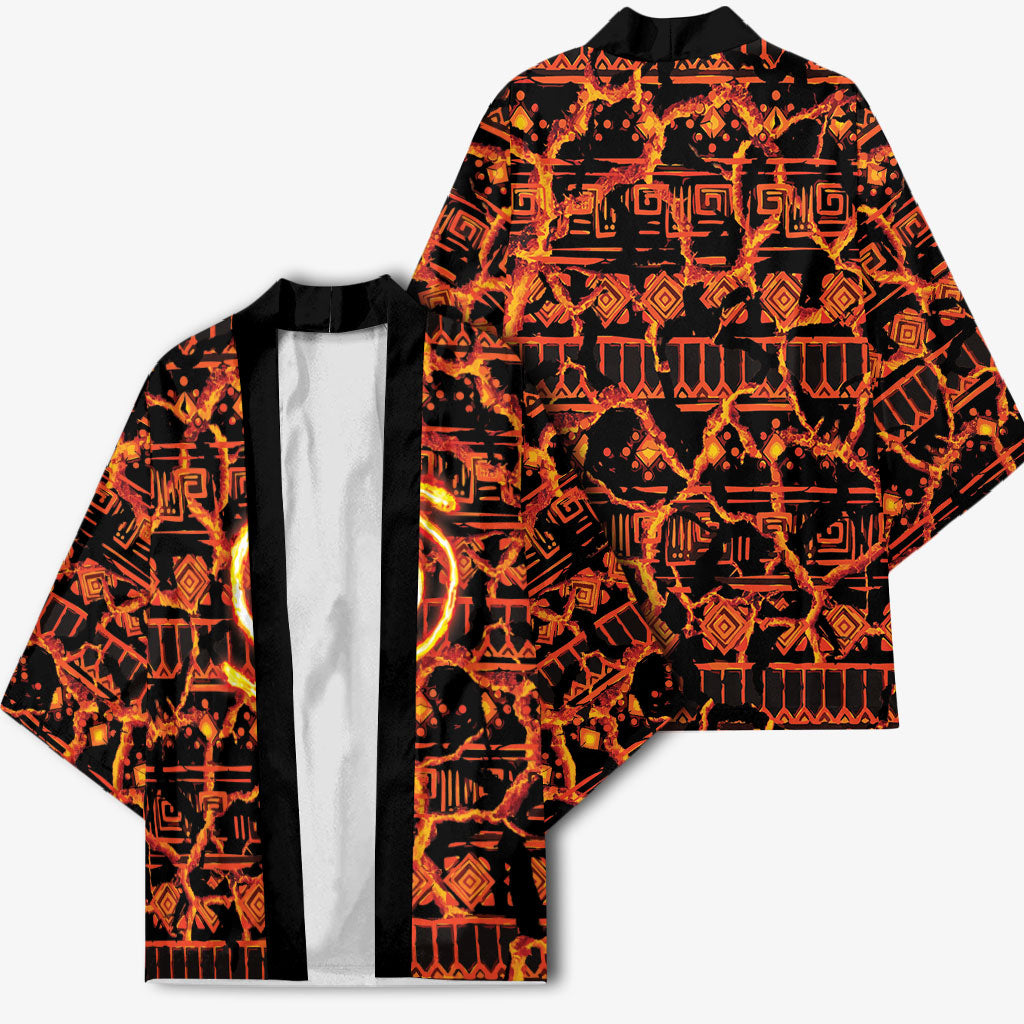 Polynesia Lava Monster Cosplay Kimono Fiery Glowing Volcano Crack Pattern