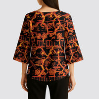 Polynesia Lava Monster Cosplay Kimono Sleeve Blouse Fiery Glowing Volcano Crack Pattern