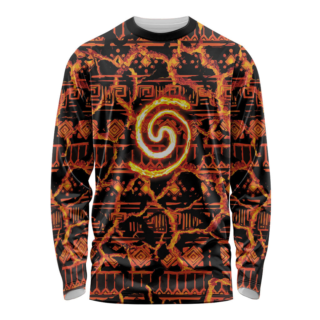 Polynesia Lava Monster Cosplay Long Sleeve Shirt Fiery Glowing Volcano Crack Pattern