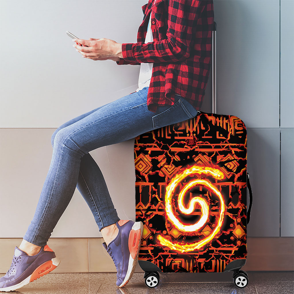 Polynesia Lava Monster Cosplay Luggage Cover Fiery Glowing Volcano Crack Pattern