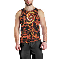 Polynesia Lava Monster Cosplay Men Tank Top Fiery Glowing Volcano Crack Pattern