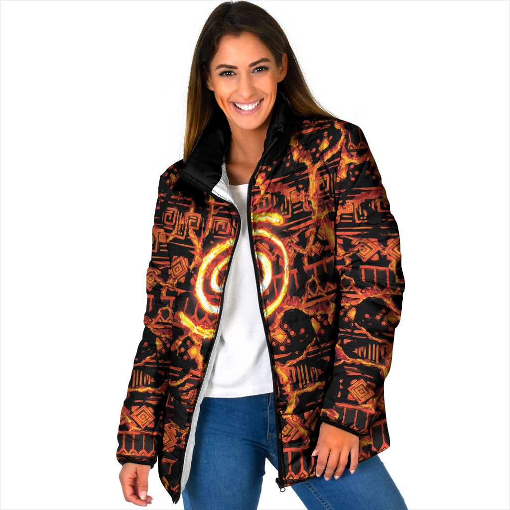 Polynesia Lava Monster Cosplay Padded Jacket Fiery Glowing Volcano Crack Pattern