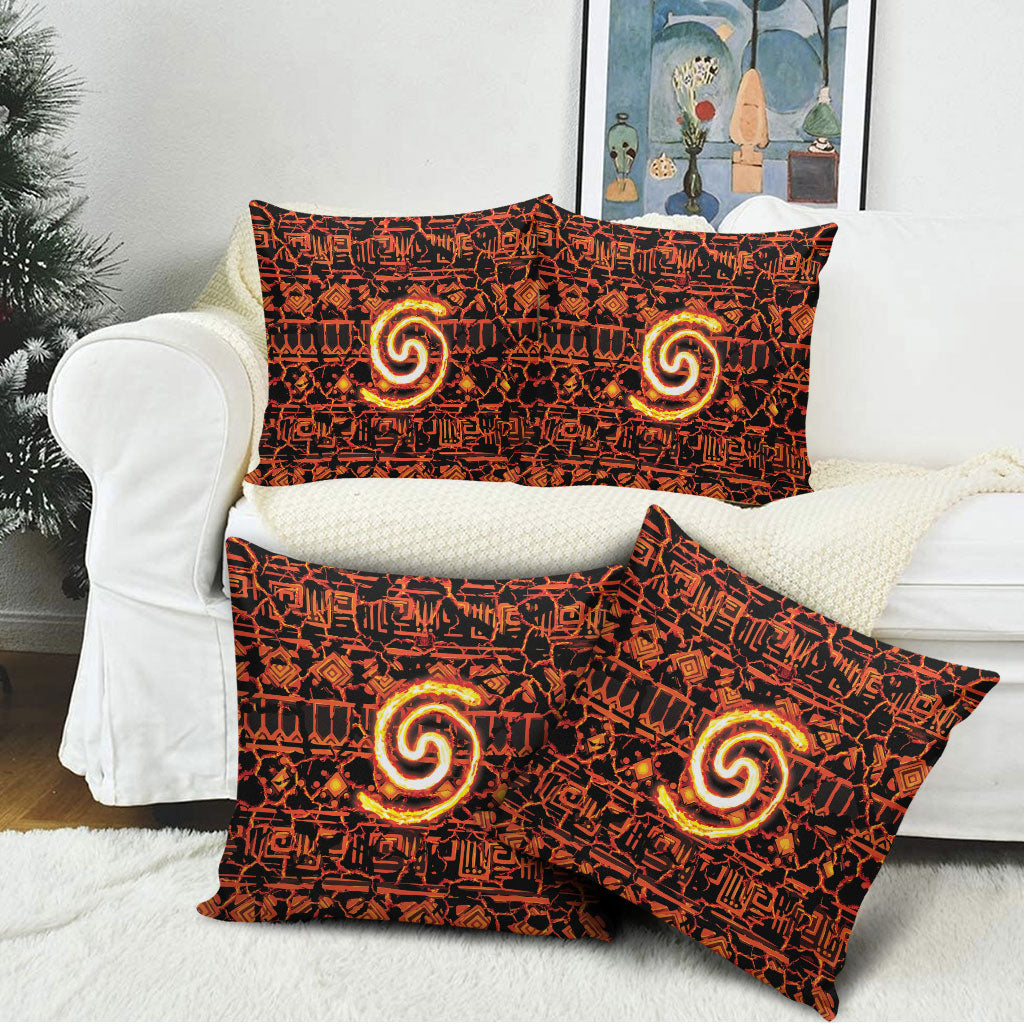 Polynesia Lava Monster Cosplay Pillow Cover Fiery Glowing Volcano Crack Pattern