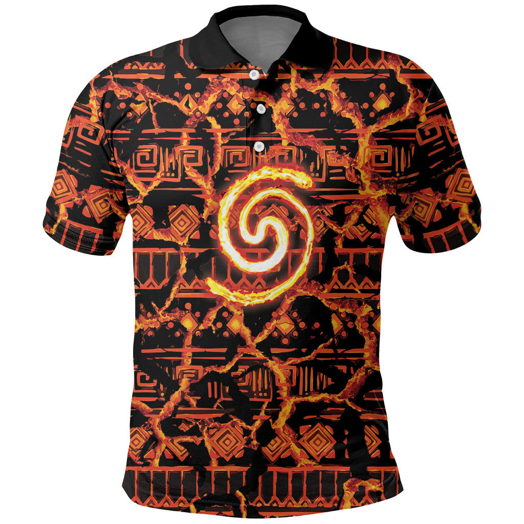 Polynesia Lava Monster Cosplay Polo Shirt Fiery Glowing Volcano Crack Pattern