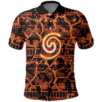 Polynesia Lava Monster Cosplay Polo Shirt Fiery Glowing Volcano Crack Pattern