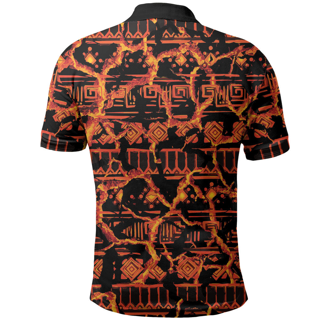 Polynesia Lava Monster Cosplay Polo Shirt Fiery Glowing Volcano Crack Pattern