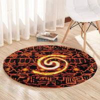 Polynesia Lava Monster Cosplay Round Carpet Fiery Glowing Volcano Crack Pattern