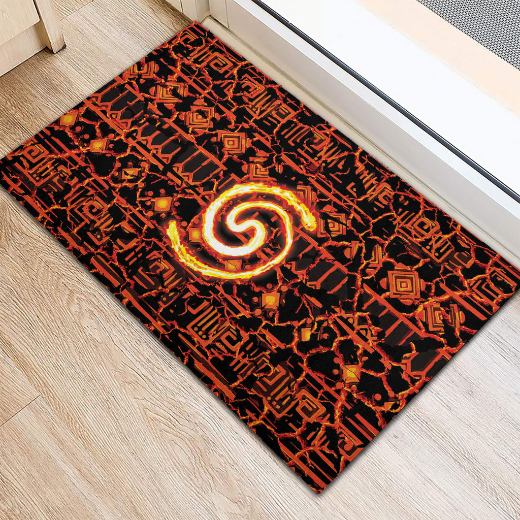 Polynesia Lava Monster Cosplay Rubber Doormat Fiery Glowing Volcano Crack Pattern