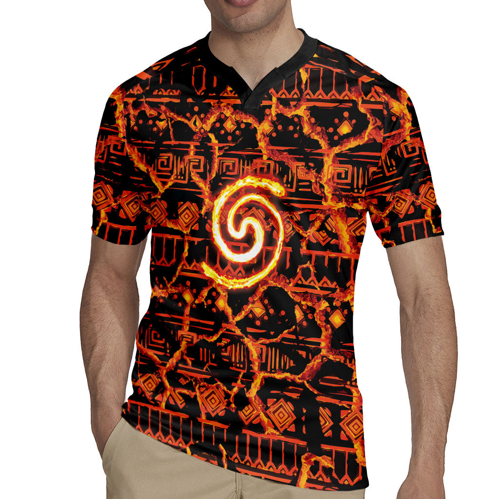 Polynesia Lava Monster Cosplay Rugby Jersey Fiery Glowing Volcano Crack Pattern