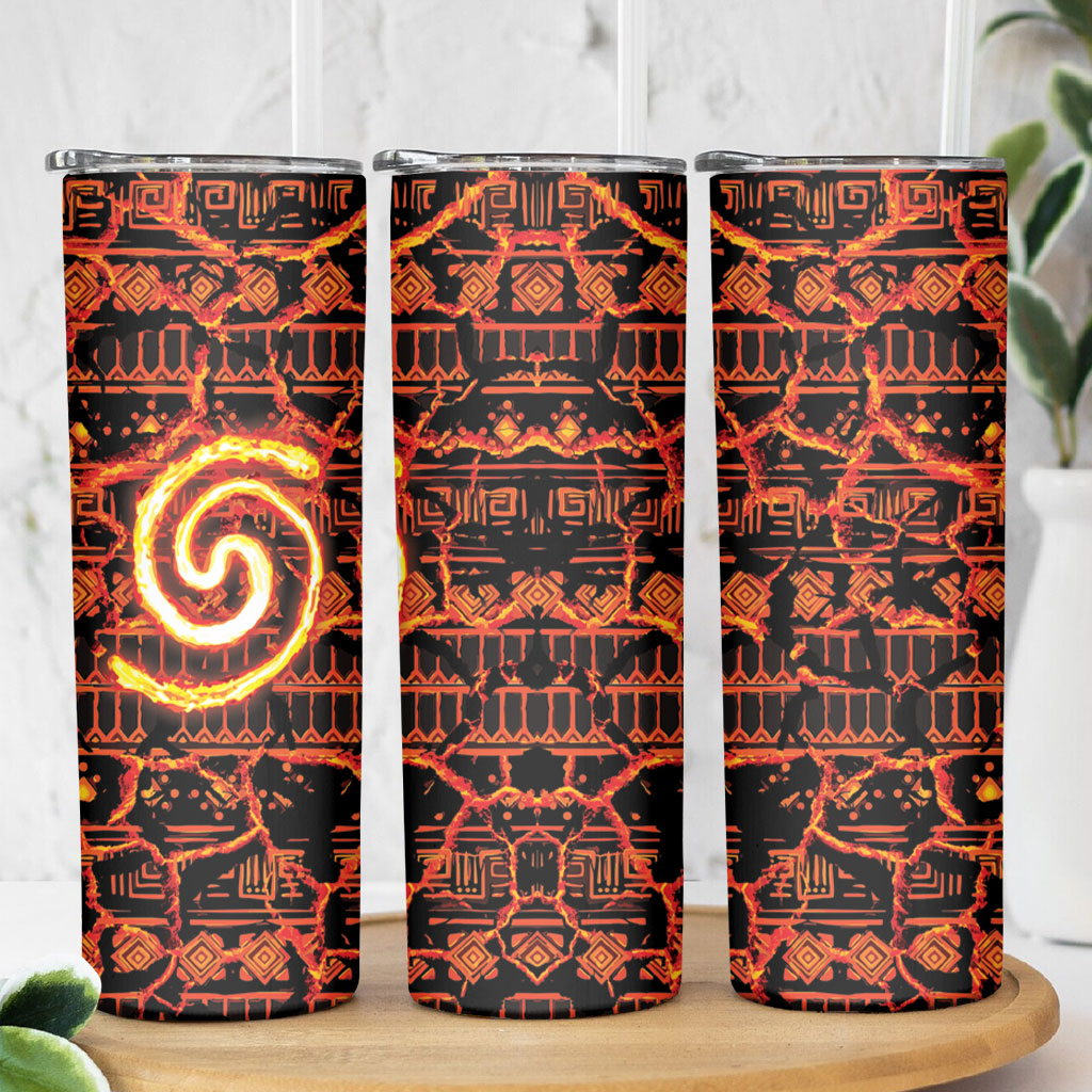 Polynesia Lava Monster Cosplay Skinny Tumbler Fiery Glowing Volcano Crack Pattern