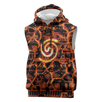 Polynesia Lava Monster Cosplay Sleeveless Hoodie Fiery Glowing Volcano Crack Pattern