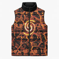 Polynesia Lava Monster Cosplay Sleeveless Puffer Jacket Fiery Glowing Volcano Crack Pattern