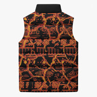 Polynesia Lava Monster Cosplay Sleeveless Puffer Jacket Fiery Glowing Volcano Crack Pattern