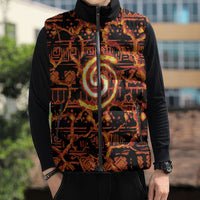 Polynesia Lava Monster Cosplay Sleeveless Puffer Jacket Fiery Glowing Volcano Crack Pattern