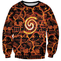 Polynesia Lava Monster Cosplay Sweatshirt Fiery Glowing Volcano Crack Pattern
