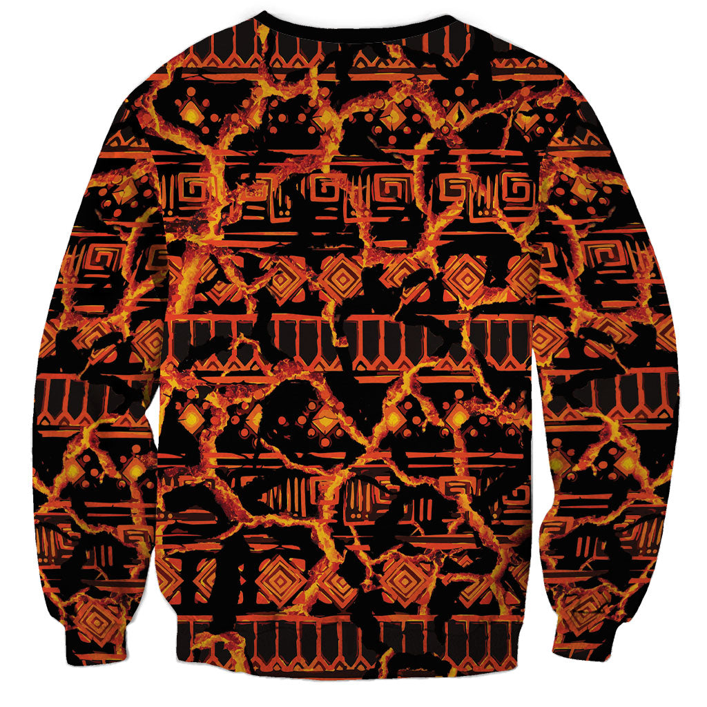 Polynesia Lava Monster Cosplay Sweatshirt Fiery Glowing Volcano Crack Pattern