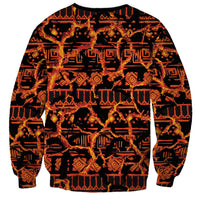 Polynesia Lava Monster Cosplay Sweatshirt Fiery Glowing Volcano Crack Pattern