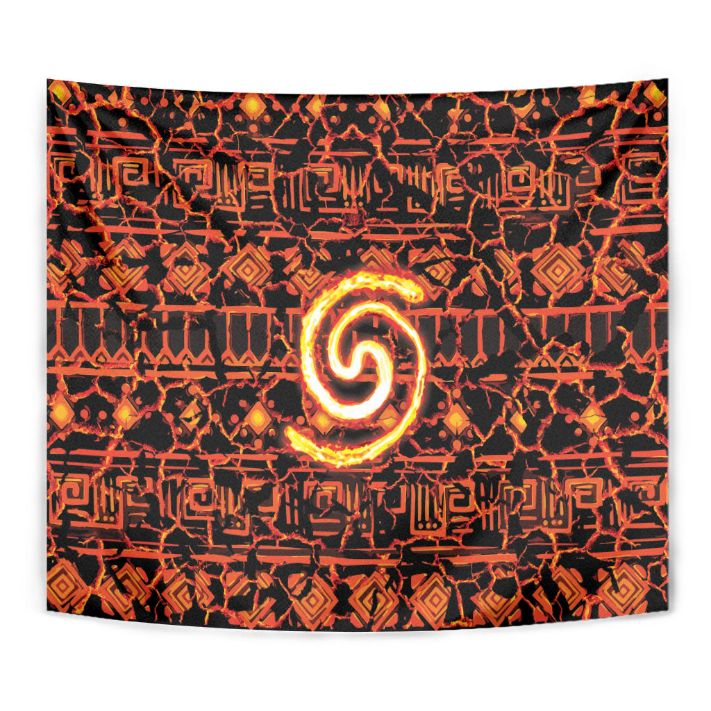 Polynesia Lava Monster Cosplay Tapestry Fiery Glowing Volcano Crack Pattern