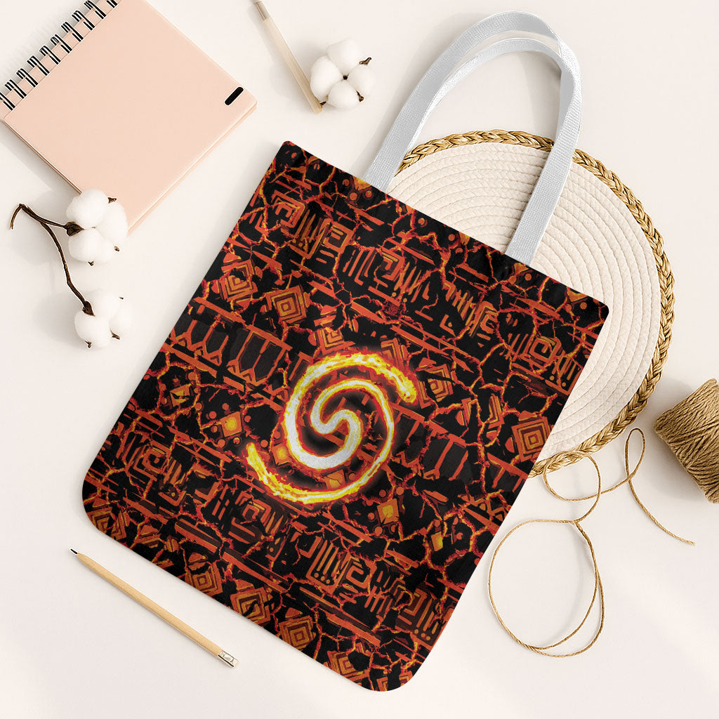 Polynesia Lava Monster Cosplay Tote Bag Fiery Glowing Volcano Crack Pattern