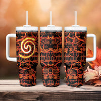 Polynesia Lava Monster Cosplay Tumbler With Handle Fiery Glowing Volcano Crack Pattern