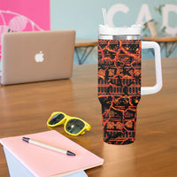 Polynesia Lava Monster Cosplay Tumbler With Handle Fiery Glowing Volcano Crack Pattern