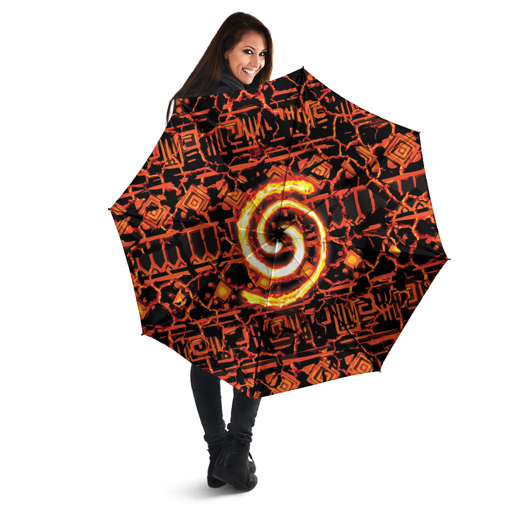 Polynesia Lava Monster Cosplay Umbrella Fiery Glowing Volcano Crack Pattern