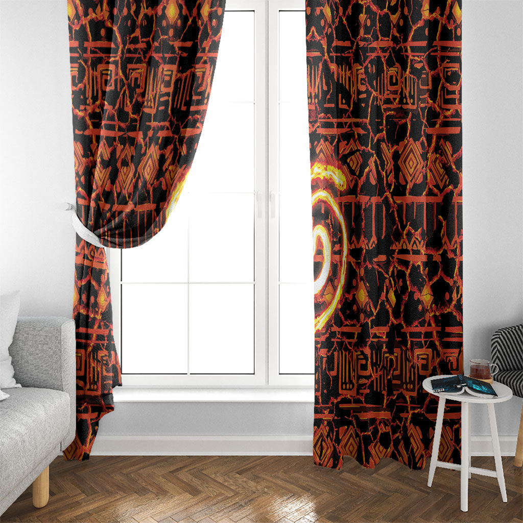 Polynesia Lava Monster Cosplay Window Curtain Fiery Glowing Volcano Crack Pattern