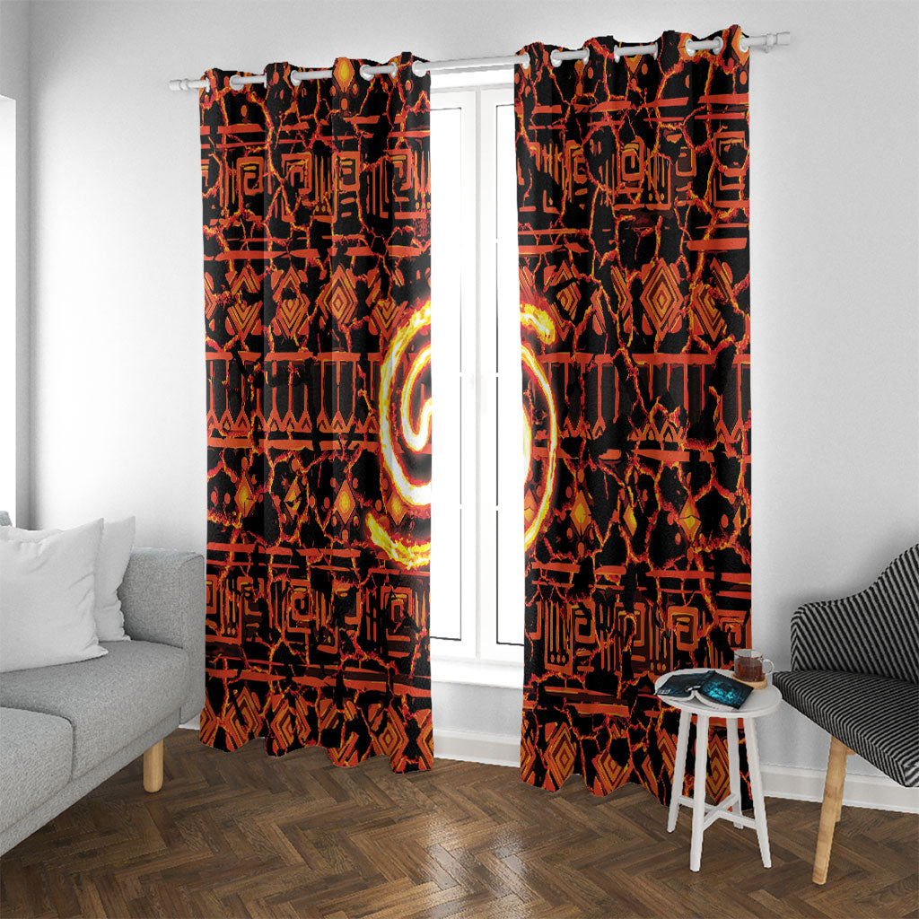Polynesia Lava Monster Cosplay Window Curtain Fiery Glowing Volcano Crack Pattern