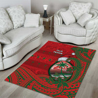 Guam Christmas Area Rug Chamorro Seal Hat Santa Tribal Waves - Polynesian Pride