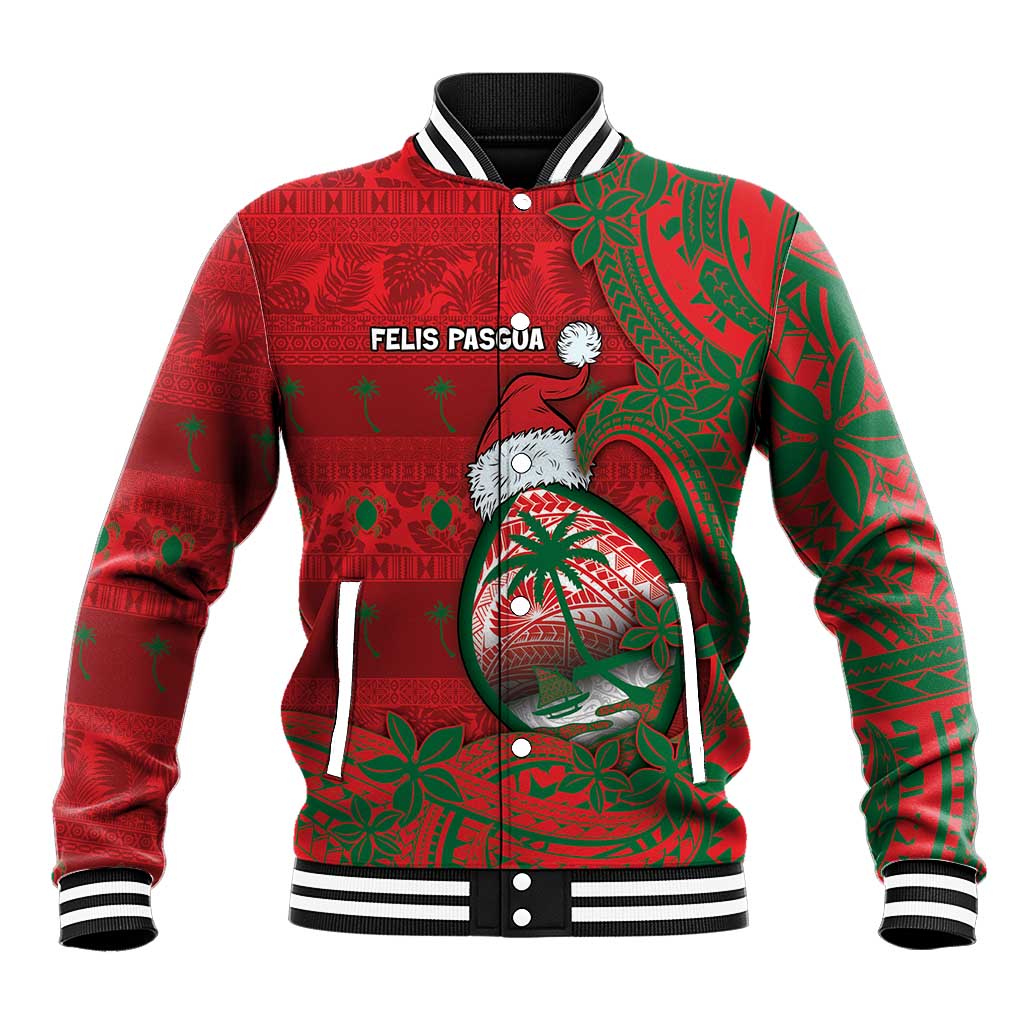 Guam Christmas Baseball Jacket Chamorro Seal Hat Santa Tribal Waves - Polynesian Pride