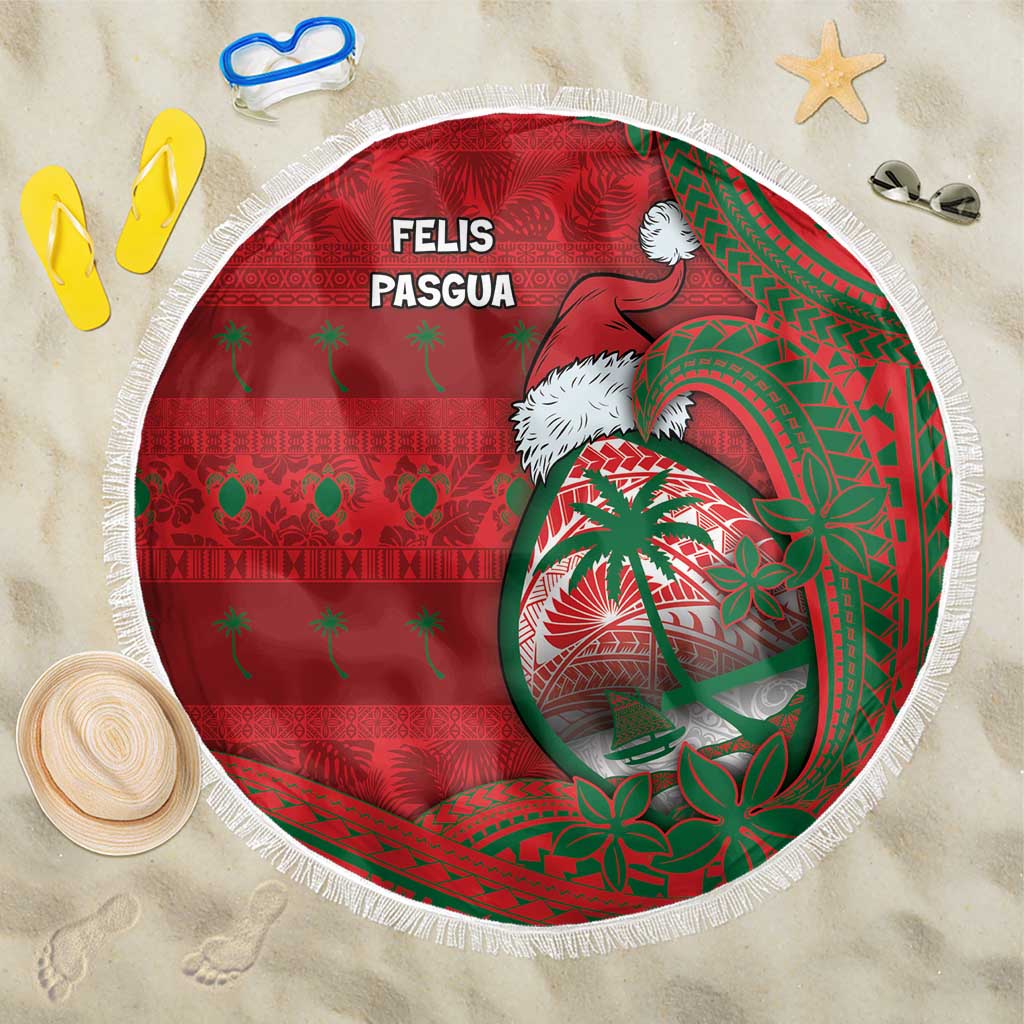 Guam Christmas Beach Blanket Chamorro Seal Hat Santa Tribal Waves - Polynesian Pride