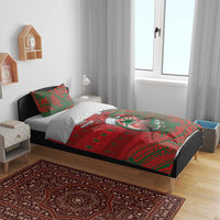 Guam Christmas Bedding Set Chamorro Seal Hat Santa Tribal Waves - Polynesian Pride