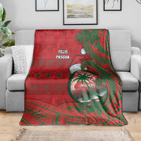 Guam Christmas Blanket Chamorro Seal Hat Santa Tribal Waves - Polynesian Pride