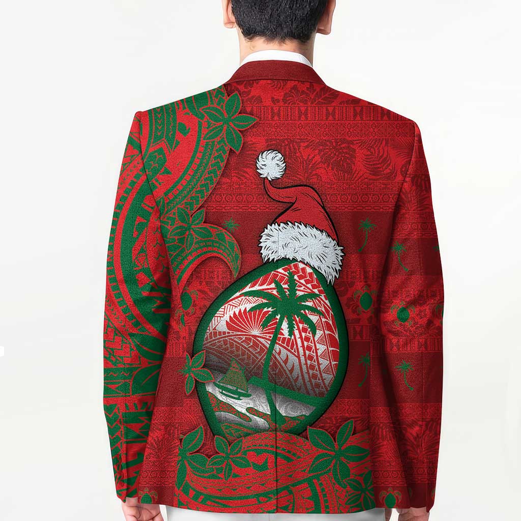 Guam Christmas Blazer Chamorro Seal Hat Santa Tribal Waves - Polynesian Pride