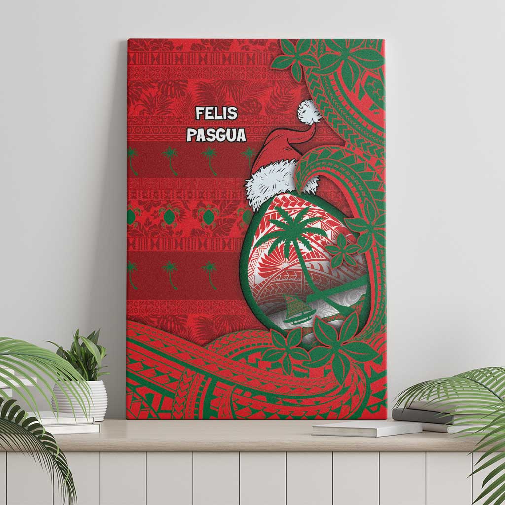 Guam Christmas Canvas Wall Art Chamorro Seal Hat Santa Tribal Waves - Polynesian Pride