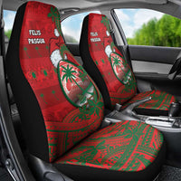 Guam Christmas Car Seat Cover Chamorro Seal Hat Santa Tribal Waves - Polynesian Pride