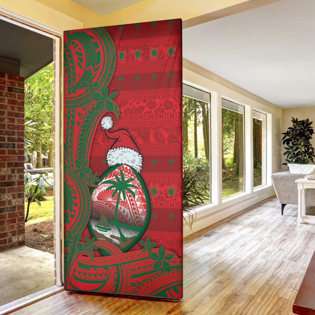 Guam Christmas Door Cover Chamorro Seal Hat Santa Tribal Waves - Polynesian Pride