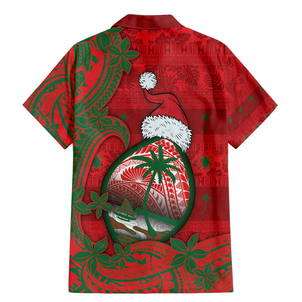 Guam Christmas Family Matching Mermaid Dress and Hawaiian Shirt Chamorro Seal Hat Santa Tribal Waves - Polynesian Pride