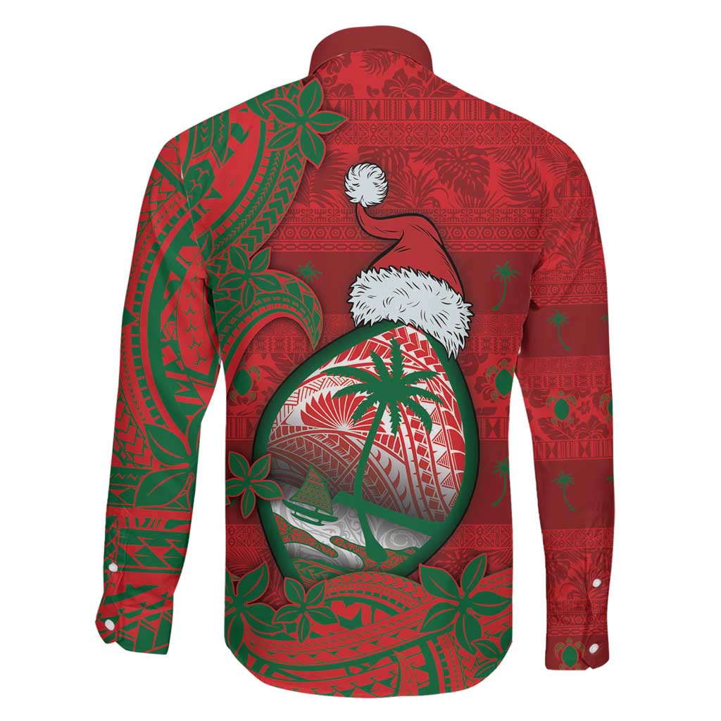 Guam Christmas Family Matching Summer Maxi Dress and Hawaiian Shirt Chamorro Seal Hat Santa Tribal Waves DT05 - Polynesian Pride