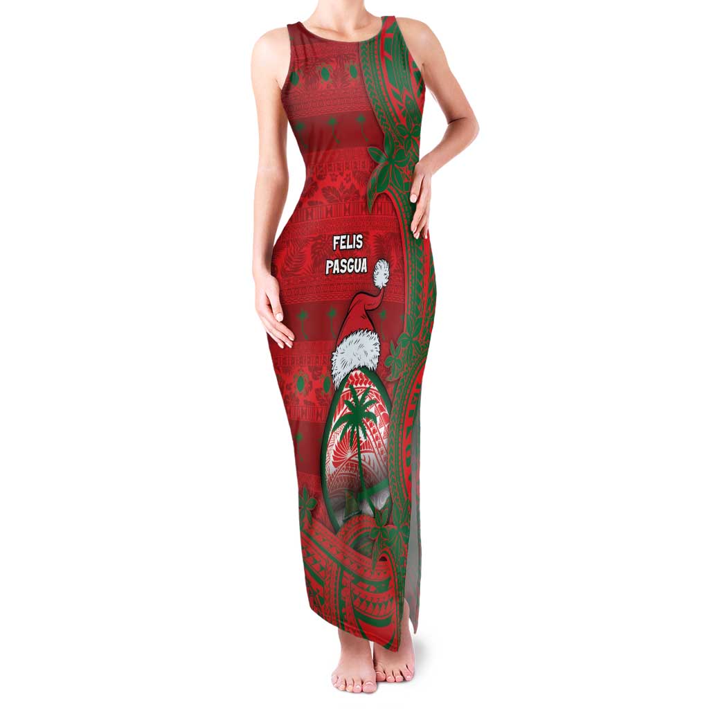 Guam Christmas Family Matching Tank Maxi Dress and Hawaiian Shirt Chamorro Seal Hat Santa Tribal Waves - Polynesian Pride
