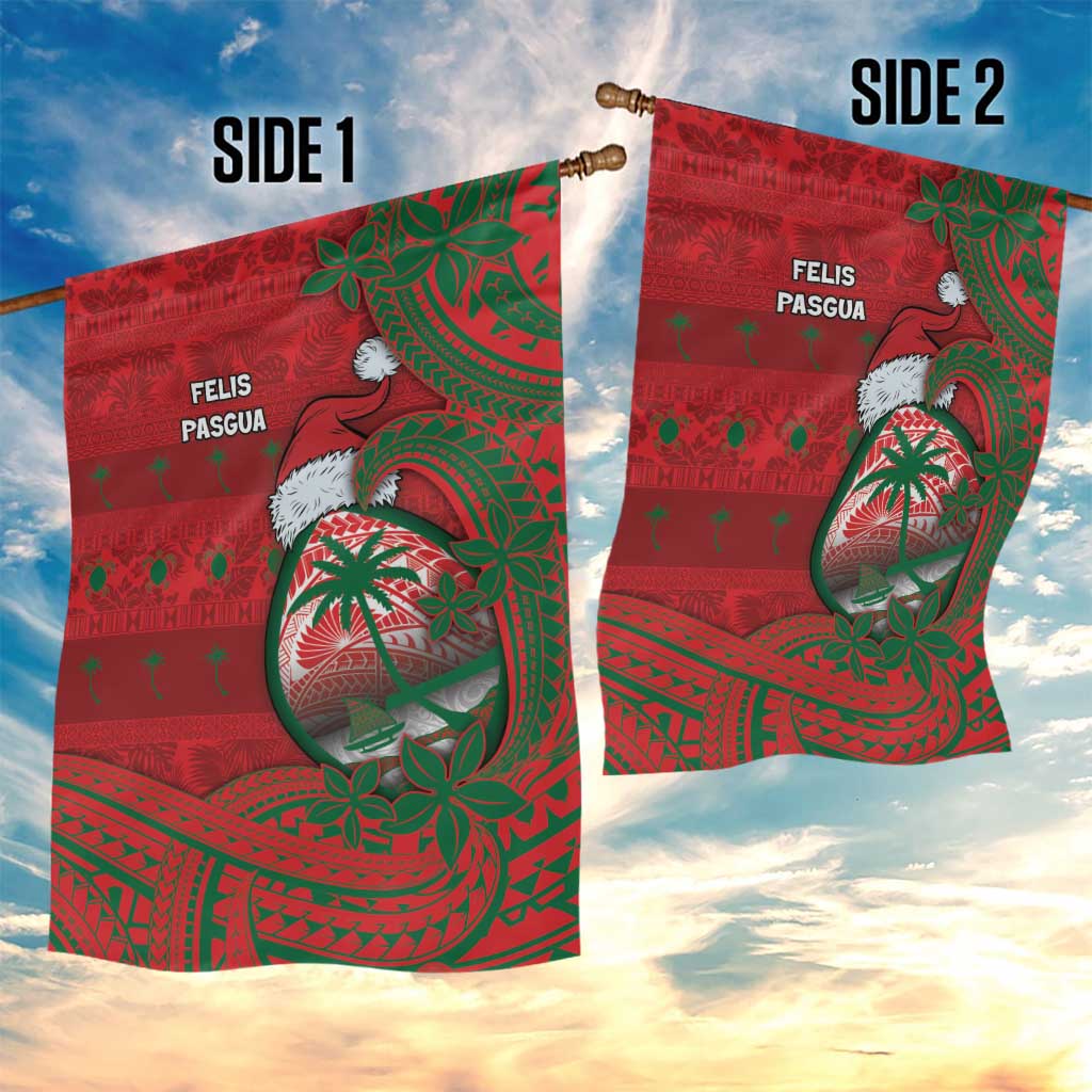 Guam Christmas Garden Flag Chamorro Seal Hat Santa Tribal Waves - Polynesian Pride