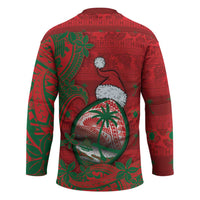 Guam Christmas Hockey Jersey Chamorro Seal Hat Santa Tribal Waves - Polynesian Pride