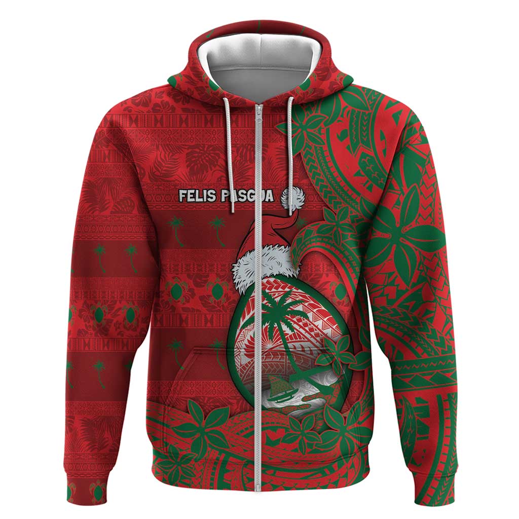 Guam Christmas Hoodie Chamorro Seal Hat Santa Tribal Waves - Polynesian Pride