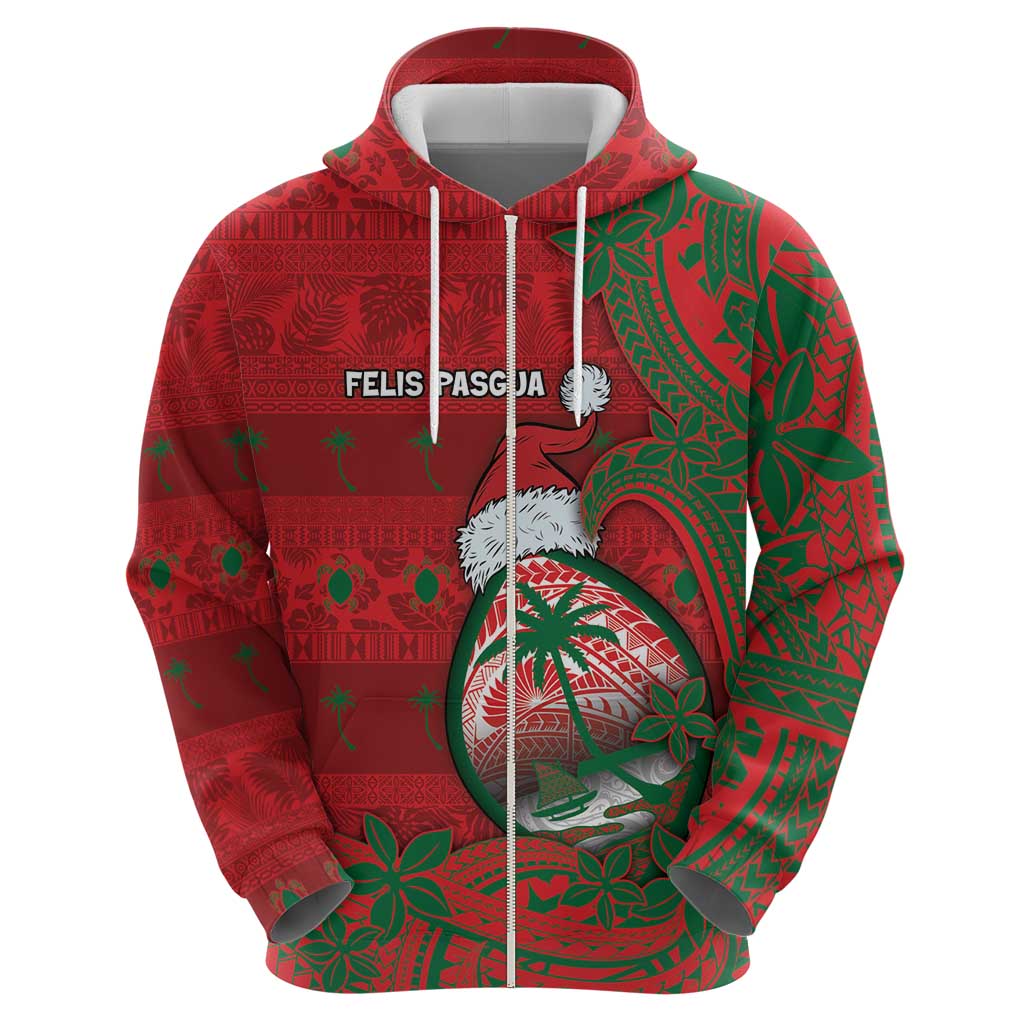 Guam Christmas Hoodie Chamorro Seal Hat Santa Tribal Waves - Polynesian Pride